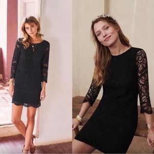Sezane Sarah Guipure Crochet Lace Shift Dress Black sz 38 US 6